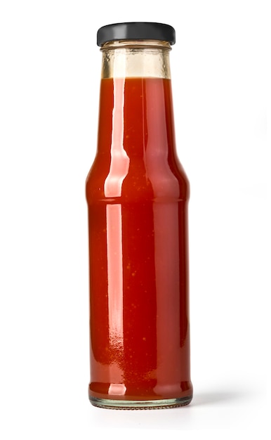 Salsas de barbacoa en botellas de vidrio.