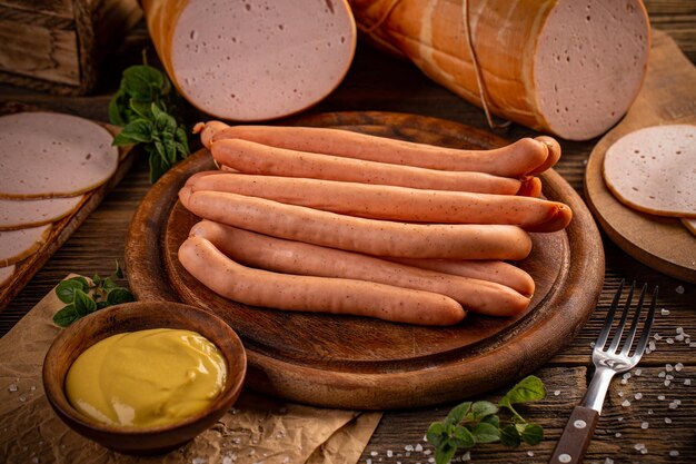 Salsichas de frankfurter cru