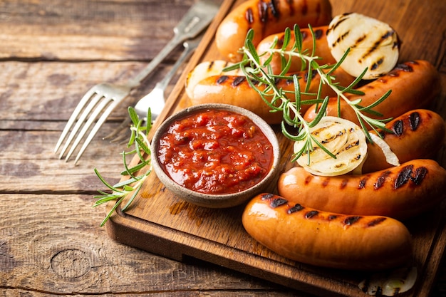 Foto salsichas deliciosas fritas