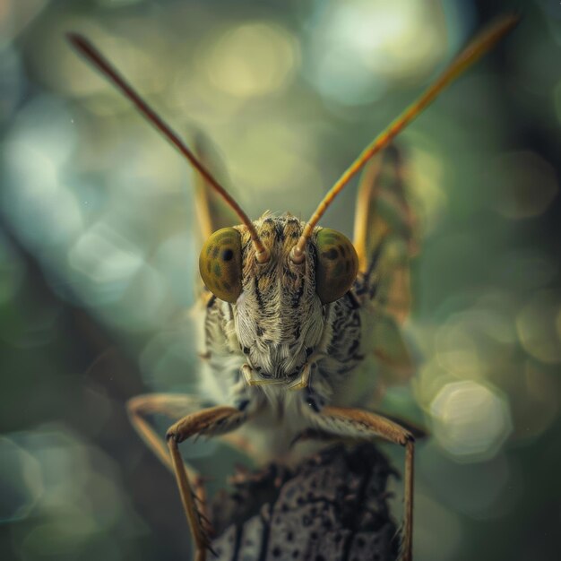 Foto un saltamontes con una cabeza grande y patas largas