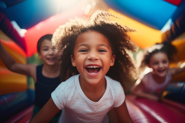 Saltando a la alegría del cumpleaños Extravagancia de la fiesta infantil