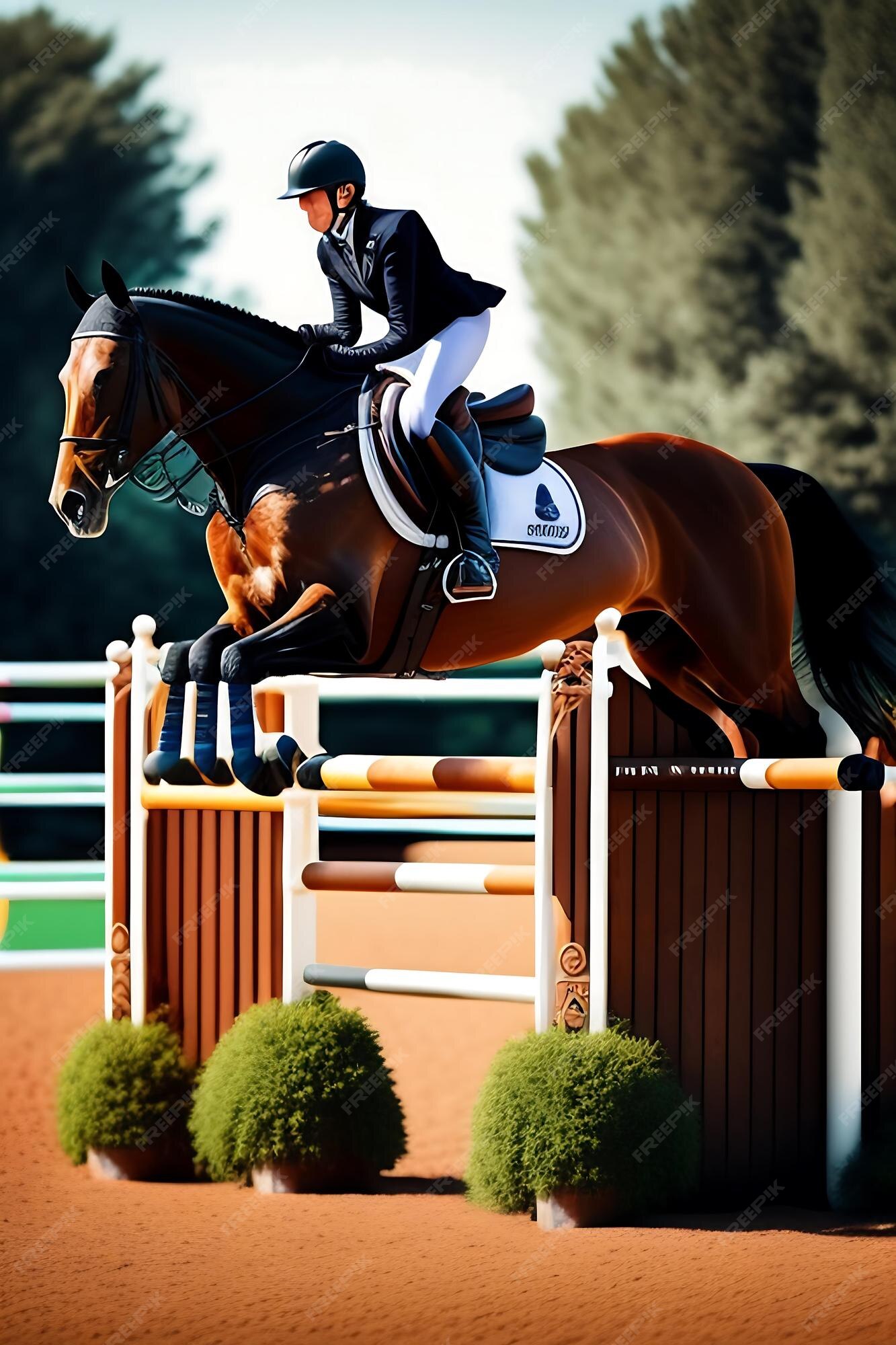 cavalo pulando, pulando, equestre, cavalo, concorrência, equitação