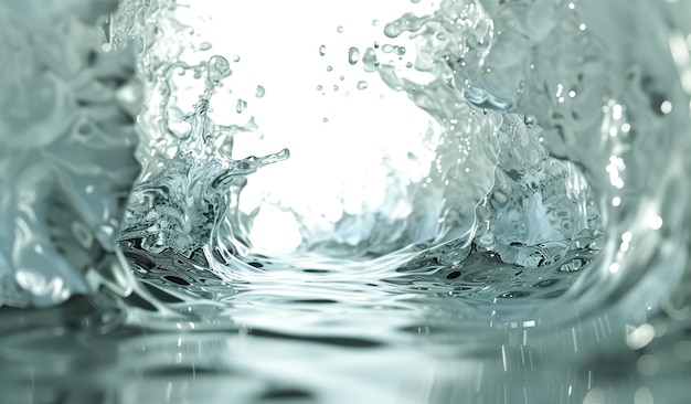 Un salto de agua cristalina con reflejos de luz.