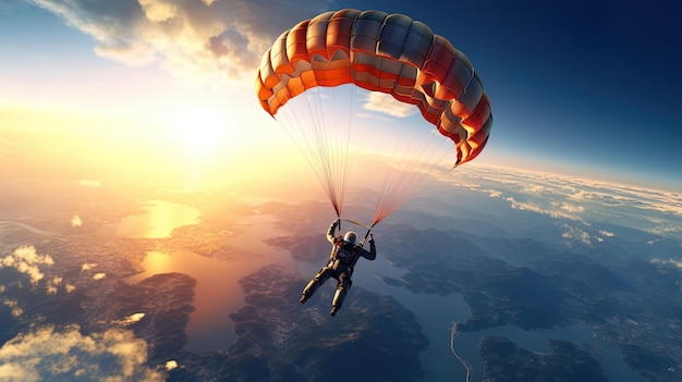 Foto salto de pára-quedas esporte extremo no ar