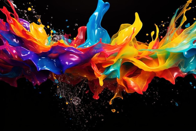 Un salto de pintura de colores tiene la palabra "colores" en él.