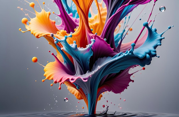 Un salto de pintura colorido tiene la palabra "colores" en él.