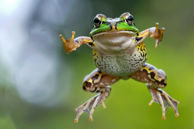 Foto el salto de una rana planificadora rhacophorus reinwardtii