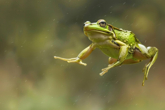 Foto el salto de una rana planificadora rhacophorus reinwardtii