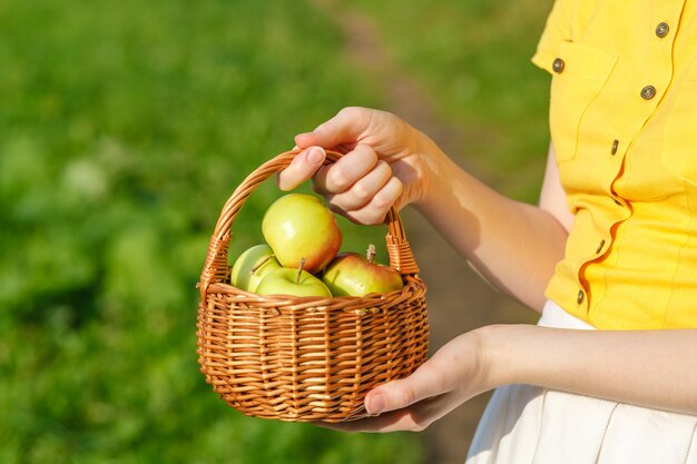 Saludable comer manzanas de tu huerto