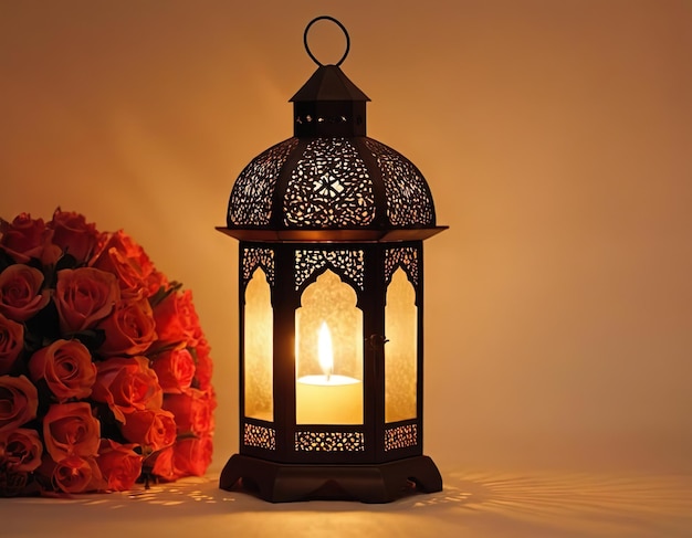 Foto saludo islámico eid mubarak tarjetas para las fiestas musulmanas ramadán linterna decoración lámpara