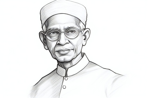 Foto saludo a lápiz, arte dibujado a mano del dr. sarvepalli radhakrishnan en el día del maestro