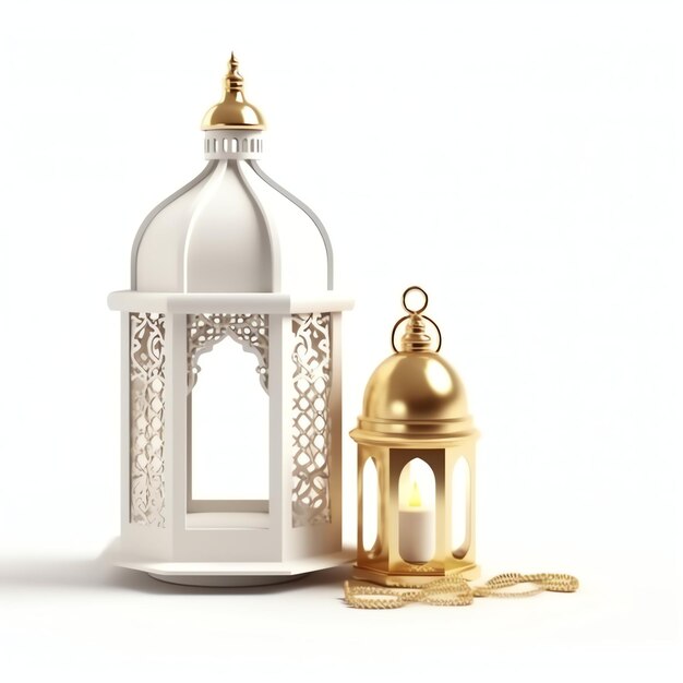 Saludos de eid mubarak y ramadan kareem con linterna islámica y fondo de mezquita eid al fitr