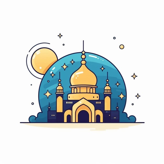 Foto saludos de eid y ramadán kareem post con una hermosa ilustración de la mezquita islámica