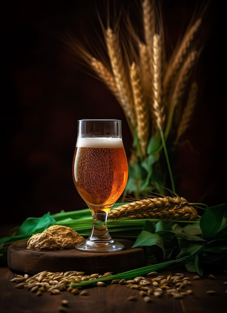 Foto saludos vaso de cerveza celebración