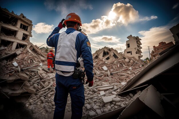 Salvadores limpam escombros de casas após o terremoto