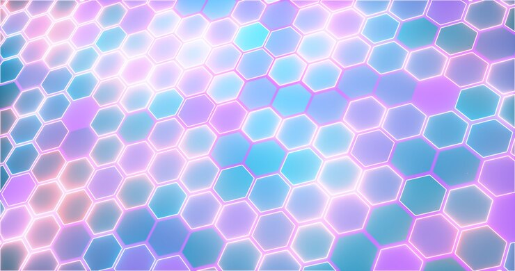 Foto salvapantallas decorativo con motivos geométricos de hexágonos azules y rosas