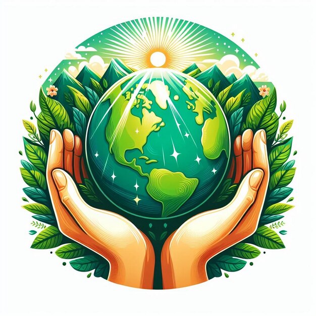 Salvar el mundo Un par de manos sosteniendo suavemente una tierra verde