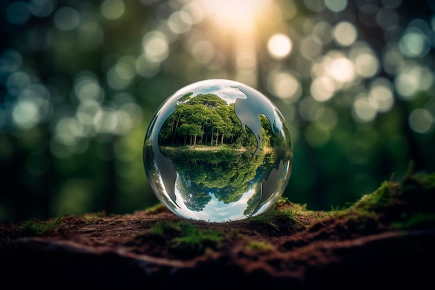 Salvar el planeta Bosque verde dentro del globo