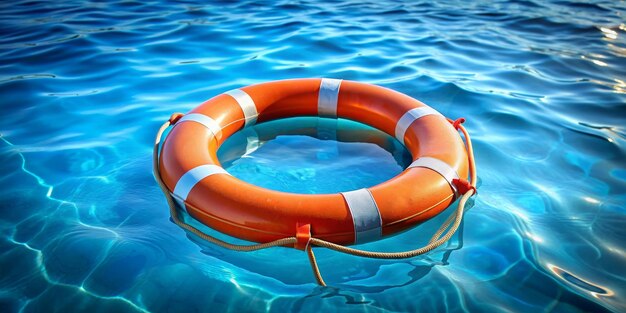 Foto un salvavidas naranja está flotando en el agua