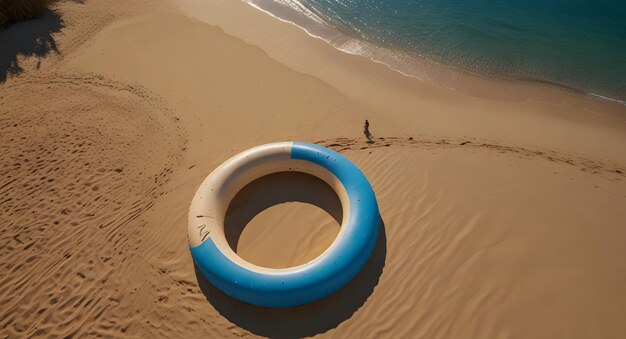 Foto un salvavidas está en la playa junto al océano.