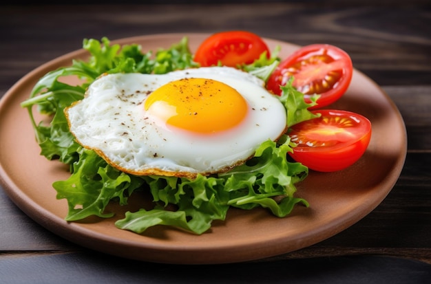 salziges Ei mit Tomaten und grünem Salat Warmkern