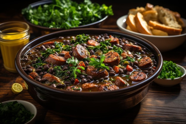 Samba em um prato Feijoada brasileira em harmonia culinária