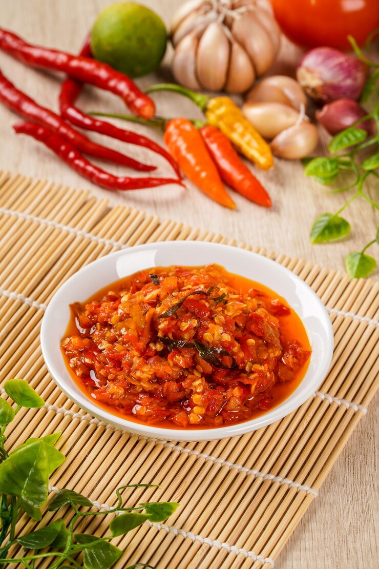 Sambal Balado ist traditionelles Essen aus Padang West Sumatra