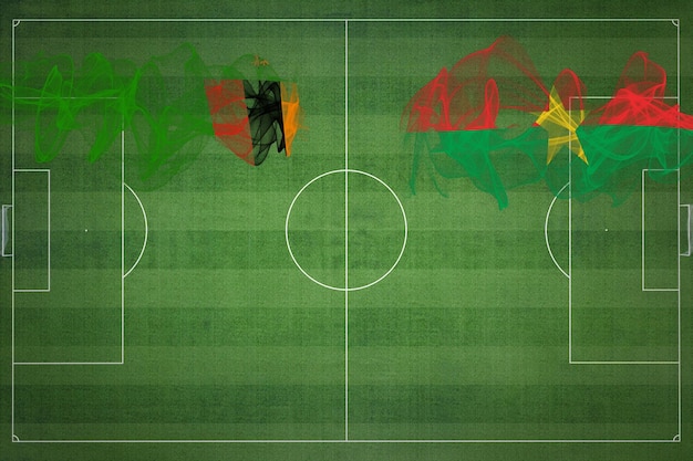 Sambia gegen Burkina Faso Fußballspiel Nationalfarben Nationalflaggen Fußballplatz Fußballspiel Wettbewerbskonzept Kopierraum
