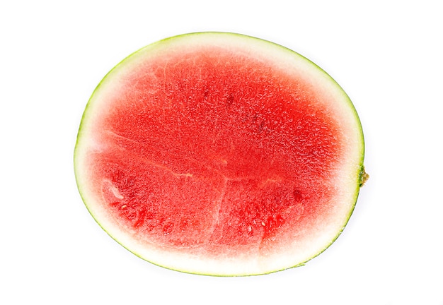 Samenlose Wassermelone lokalisiert, Hälfte der frischen reifen Wassermelone