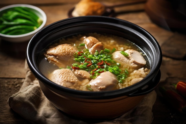 Samgyetang ou canja de galinha com ginseng, significado da fotografia de alimentos