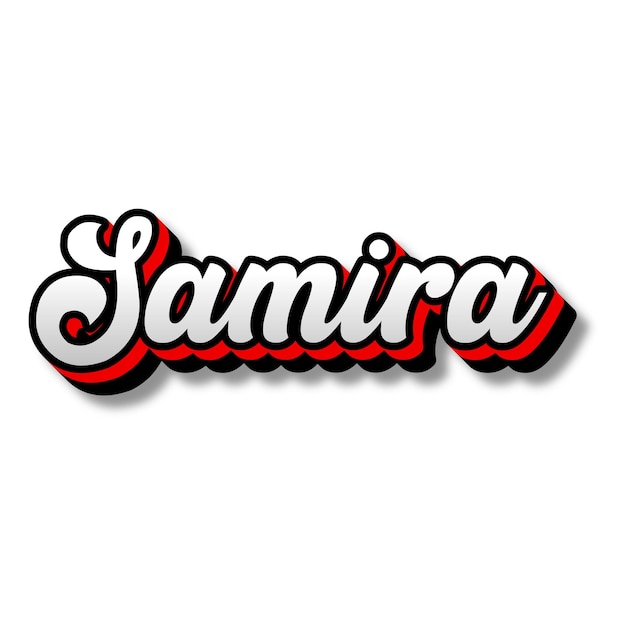 Samira texto 3D plata rojo negro blanco fondo foto JPG