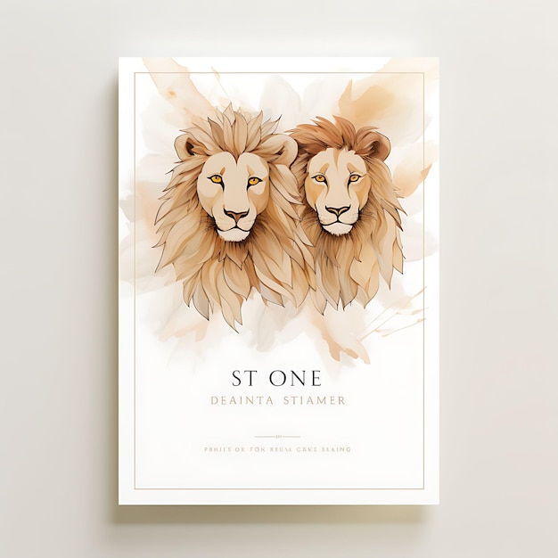 Foto sammlung afrikanischer löwe hochzeits-einladungskarte löweform handgemachte pap-illustration ideen-design