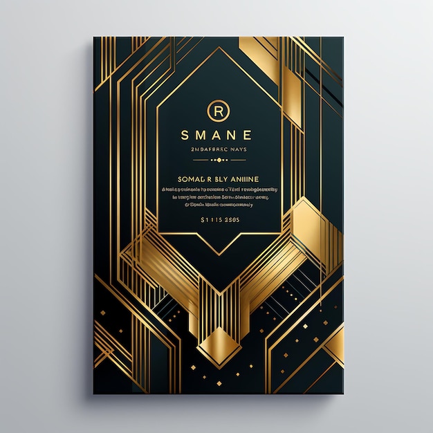 Sammlung Art-Deco Hochzeits-Einladungskarte Geometrische Form Metallische Pa Illustration Ideendesign