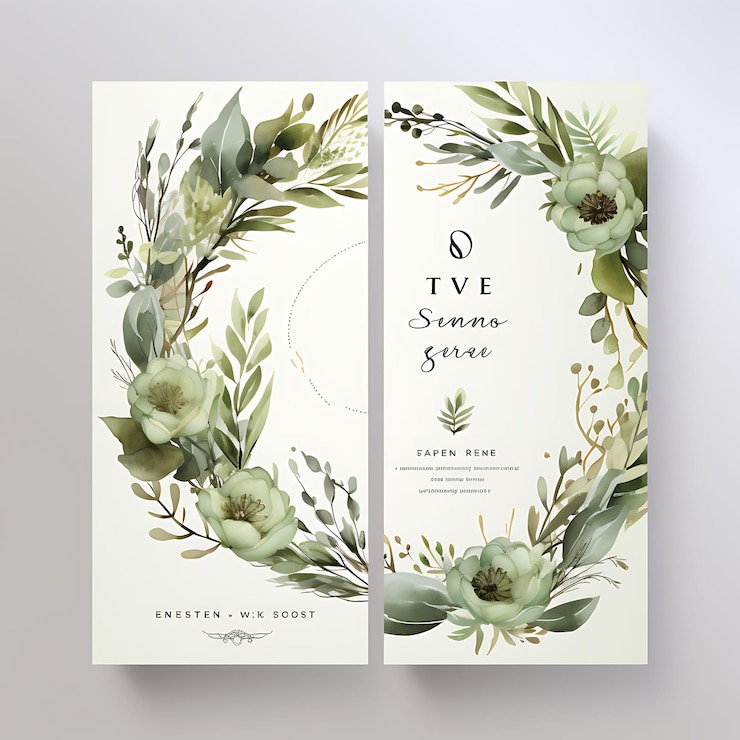 Foto sammlung botanischer kranz hochzeits-einladungskarte kreisform recy illustrations-idee-design