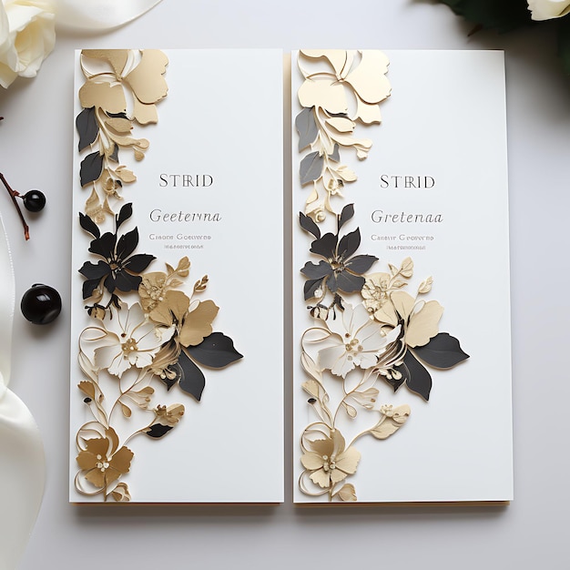 Foto sammlung elegante hochzeits-einladungskarten aus gold und elfenbein rechteck s illustrations-idee-design
