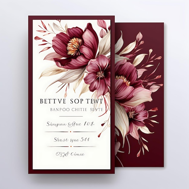 Sammlung Elegante Samt Hochzeits-Einladungskarte Rechteckform Samt Illustration Idee Design