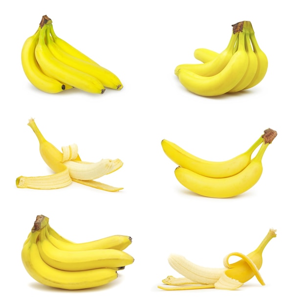 Sammlung frische Bananen isoliert auf weißem Hintergrund