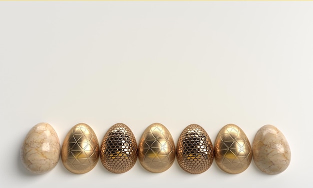 Sammlung Gruppe Osterei Hase golden gelb orange weiß abstrakt Hintergrund Tapete Kopie Raum leer Dekoration Ornament Frühling April Gruß Saison Religion vintage3d Render