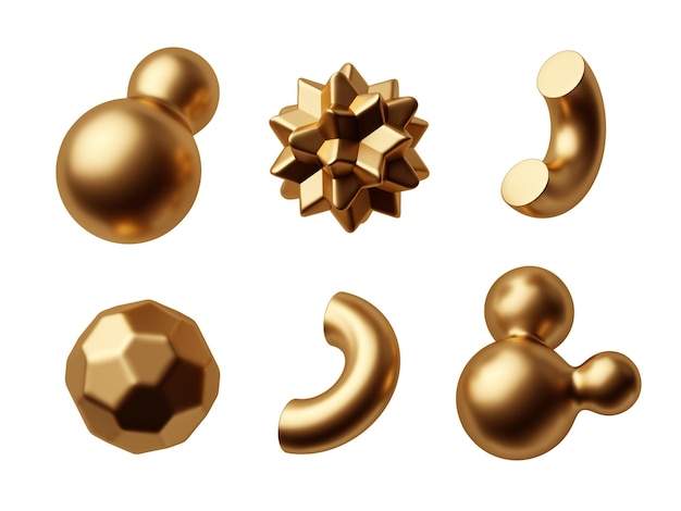 Sammlung verschiedener geometrischer goldener Formen