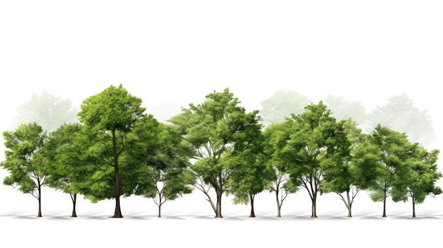 Sammlung von Bäumen isoliert auf weißem Hintergrund Exotischer tropischer Baum für Design