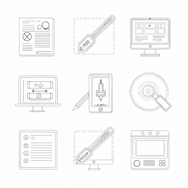 Sammlung von Design- und Technologie-Ikonen