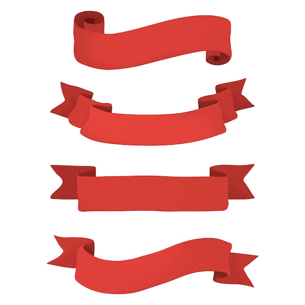 Sammlung von Designelementen für Banner mit rotem Papierband