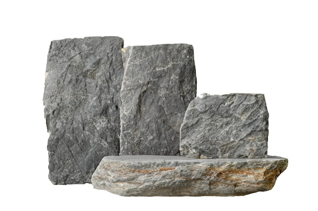Sammlung von flachen Felsen Stein Podium für die Ausstellung von Produkten isoliert ai erzeugt