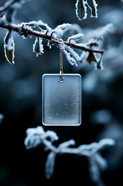 Foto sammlung von frosted glass quadratkarte auf eukalyptuszweigen mit c vintage nature hang tag