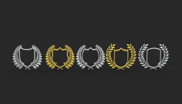 Sammlung von fünf Laurelkränz-Schild-Emblemen