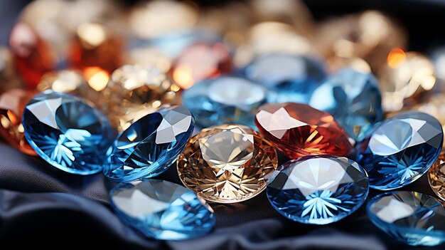 Sammlung von funkelnden Edelsteinen auf Diamanten-Hintergrund Ai Generative