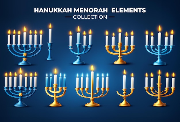 Foto sammlung von hanukkah menorah-elementen