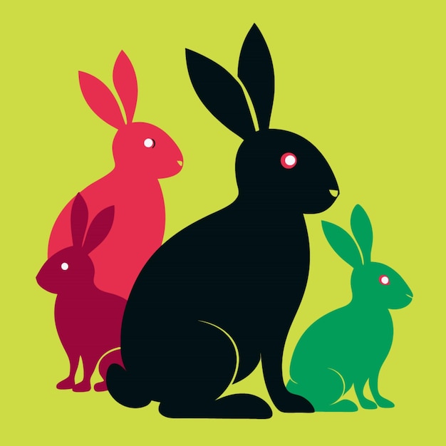 Sammlung von Hase-Silhouetten