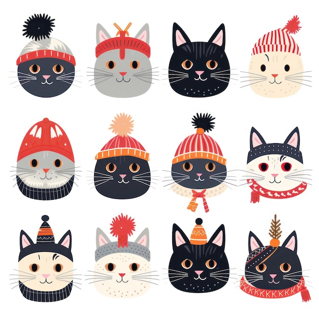 Sammlung von KI-generierten „Merry Christmas Cat Headshots“.