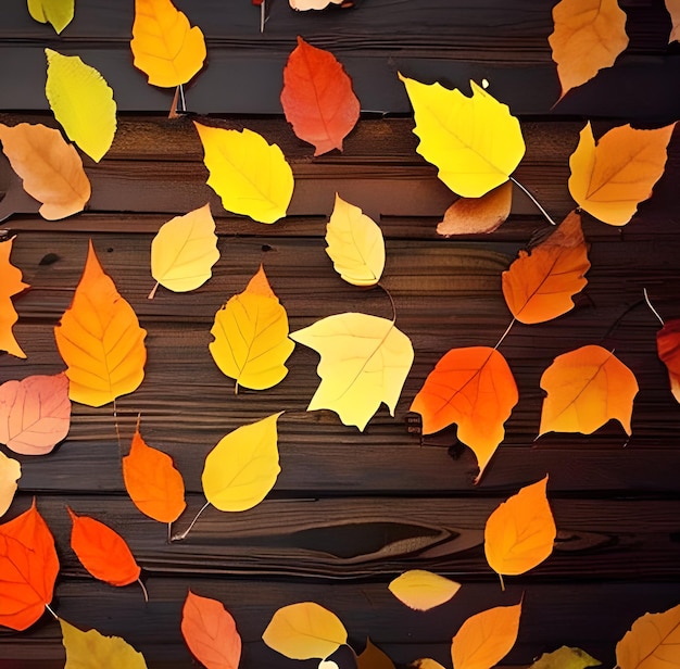 Sammlung von mehrfarbigen gefallenen Herbstblättern, Foto AI generiert